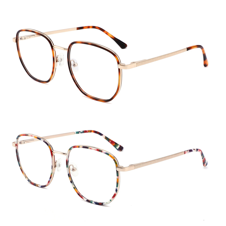 2023 Acetate Eyeglasses Frame Metal Leg Women Square Trend Ultra light 