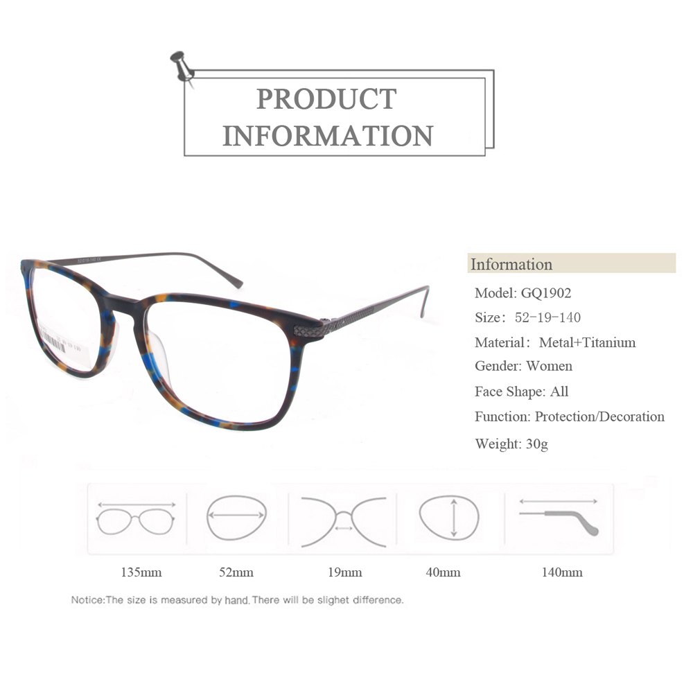 GQ1902 Acetate Shape With Metal Temple