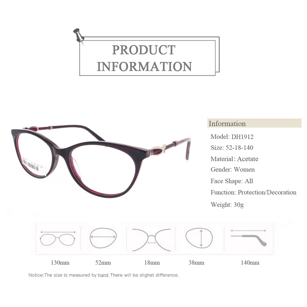 DH1912 Cat Eye Optical Frames With Diamond