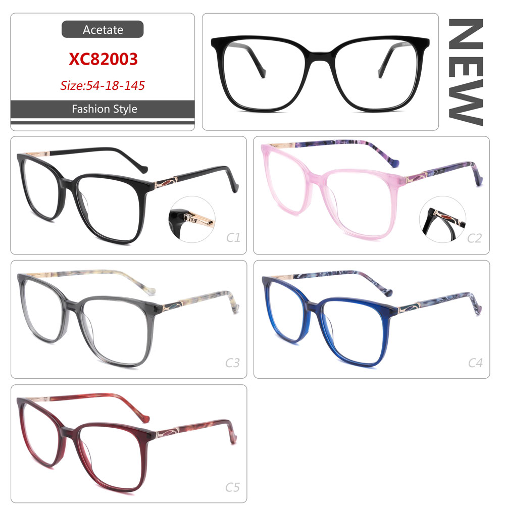 XC82003 Square Demi Color Big Frames Acetate Frames for Women Mens