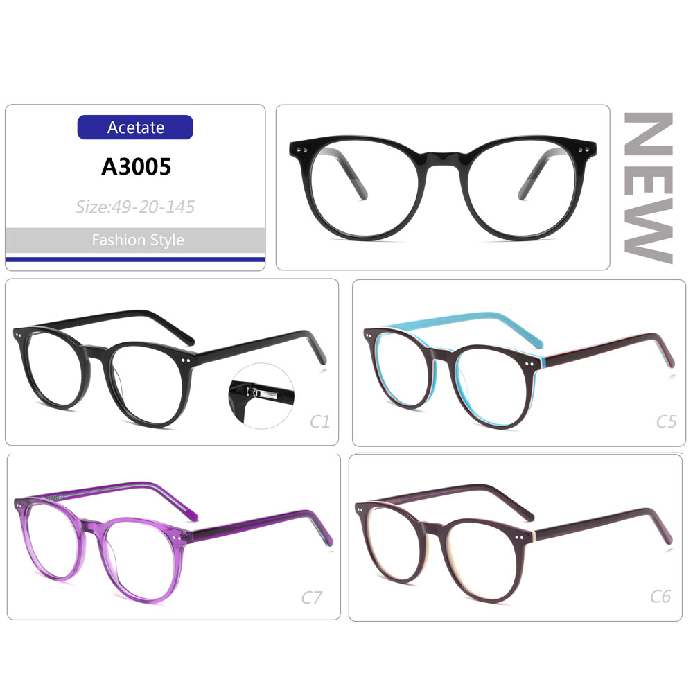 A3005 Fashionable Round Demi Color Acetate Optical Frames mens