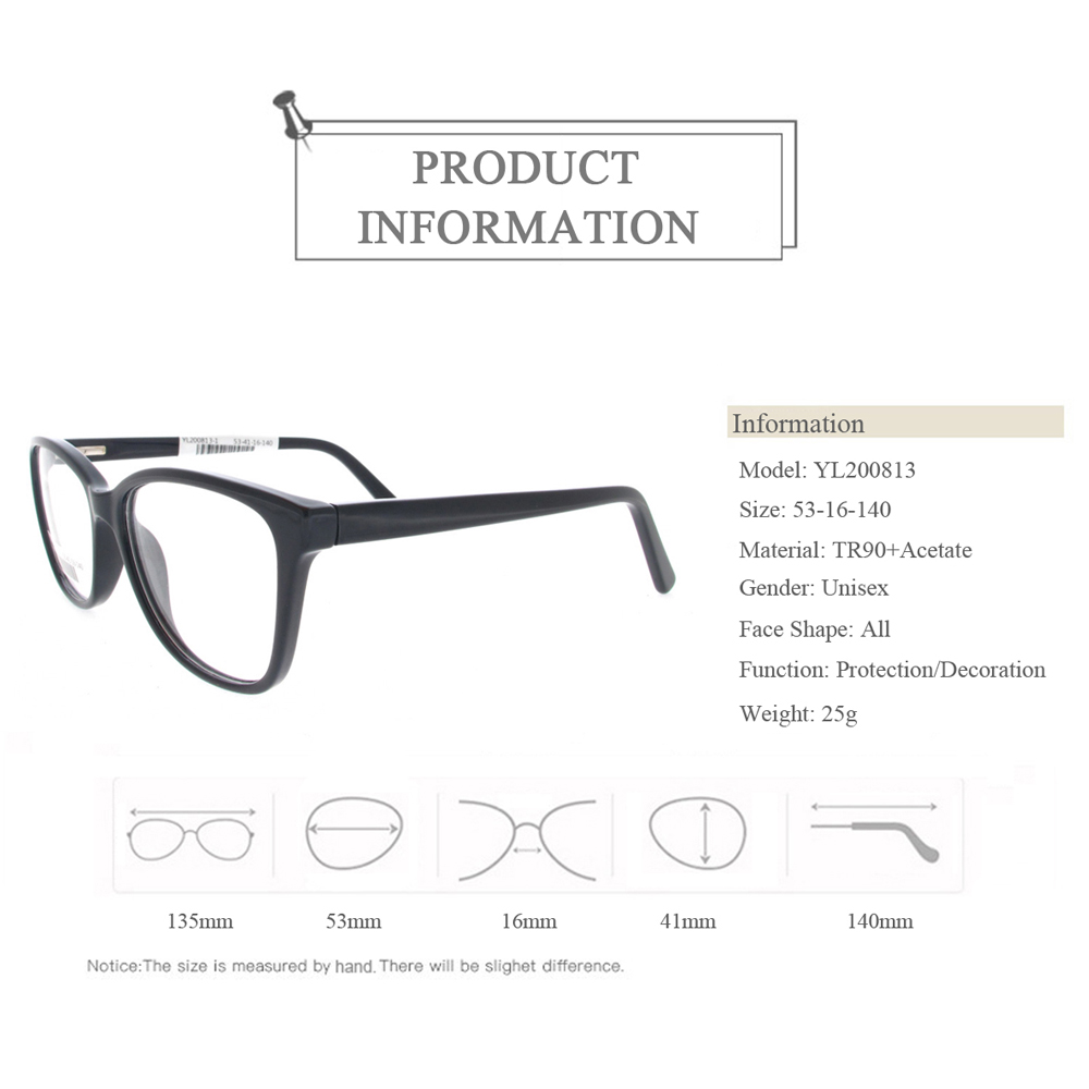 YL200813 TR90 Cat Eye Optical Frames With Acetate Temple