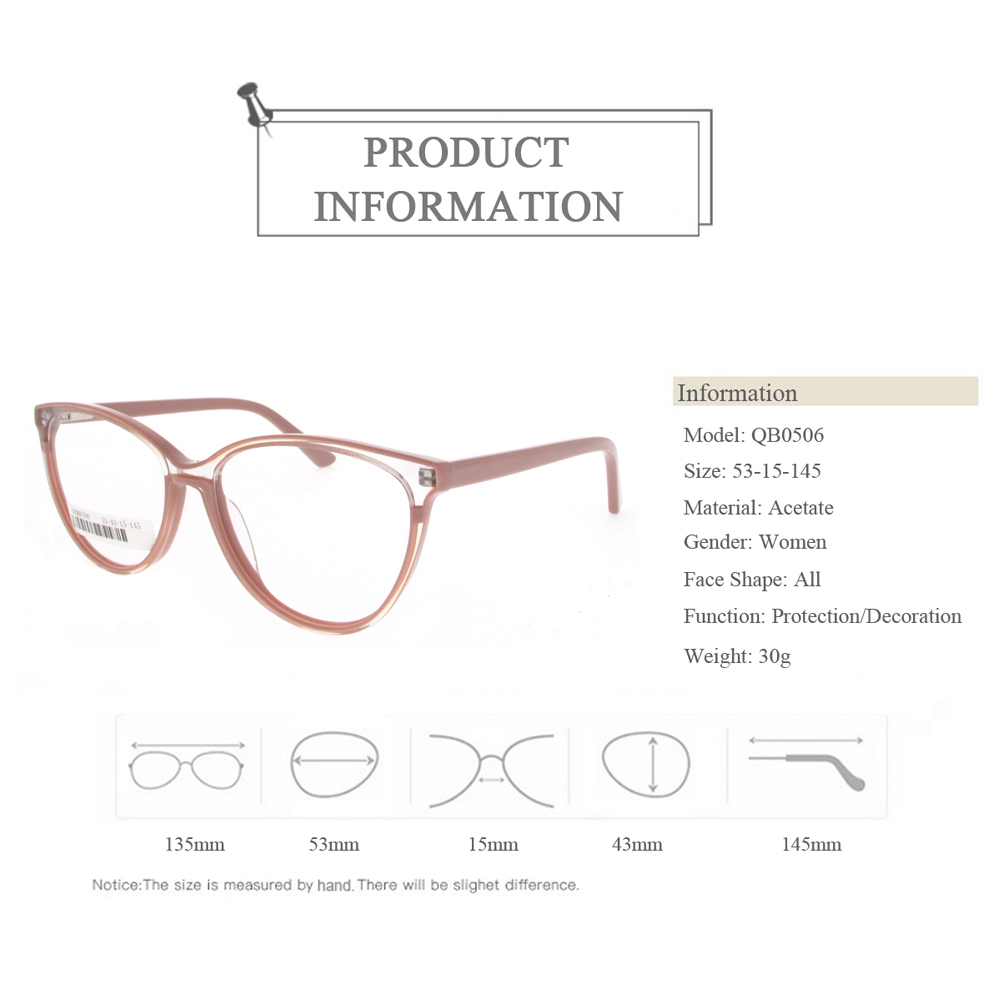 QB0506 Cat Eye Clear Acetate Women Eyeglasses Frames