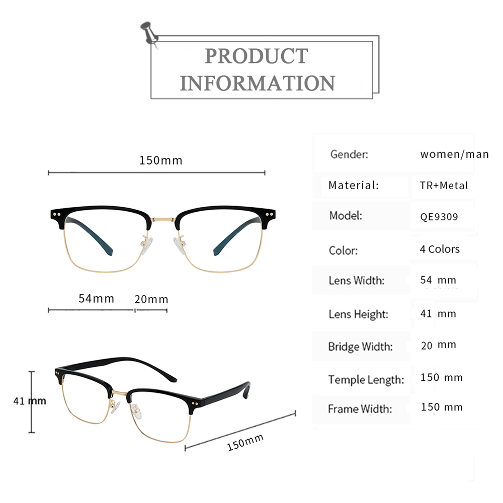 QE9309 Square Retro Design Men Optical Frames