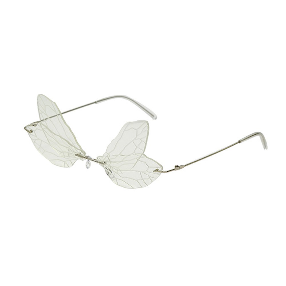 H555 Rimless Metal Sunglasses With Wing Shape