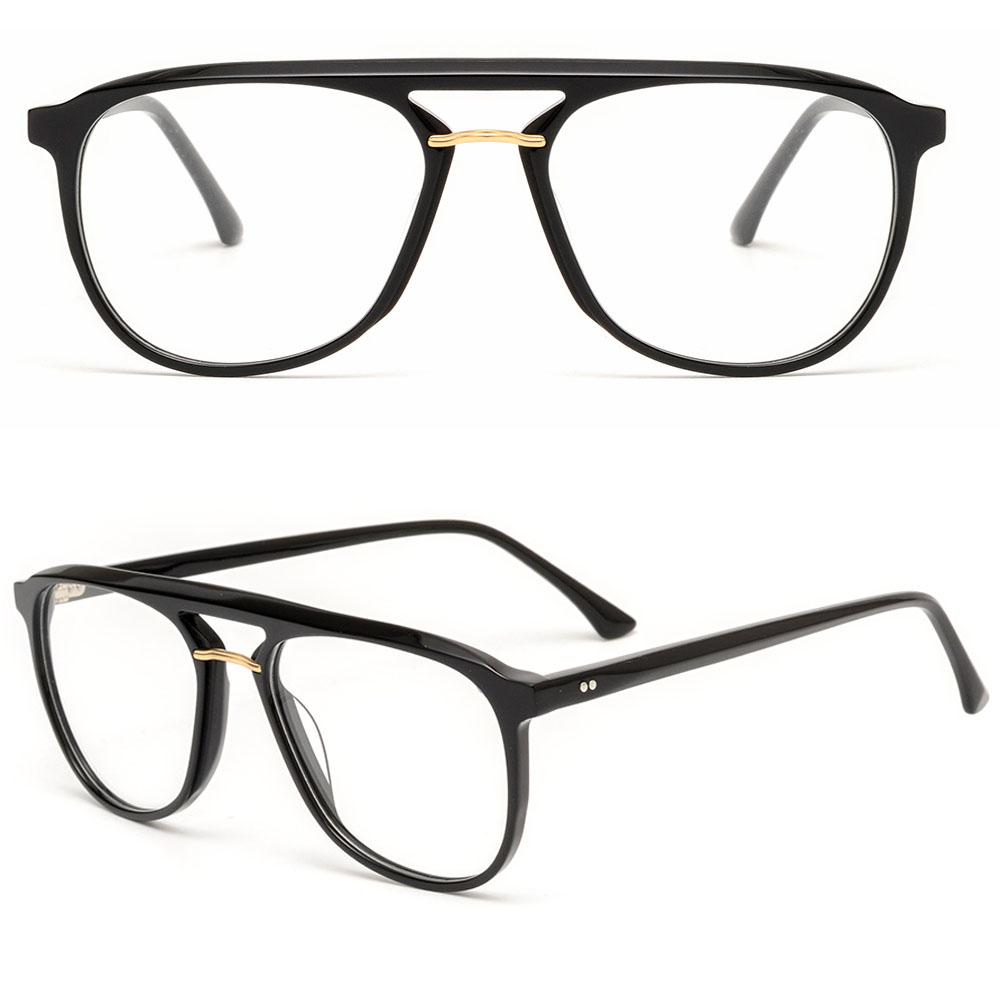 Retro Round Double Bridge Acetate Glasses 