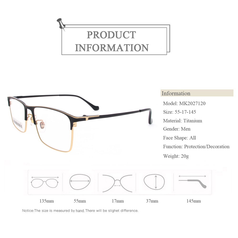 MK2027120 Square Titanium Optical Eyeglasses Frames For Men