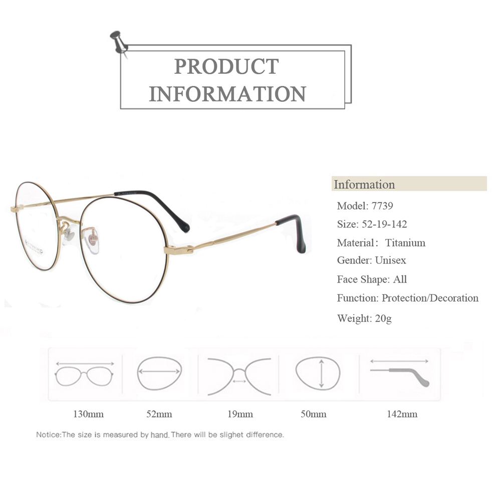 7739 Round Vintage Titanium Optical Frame Glasses