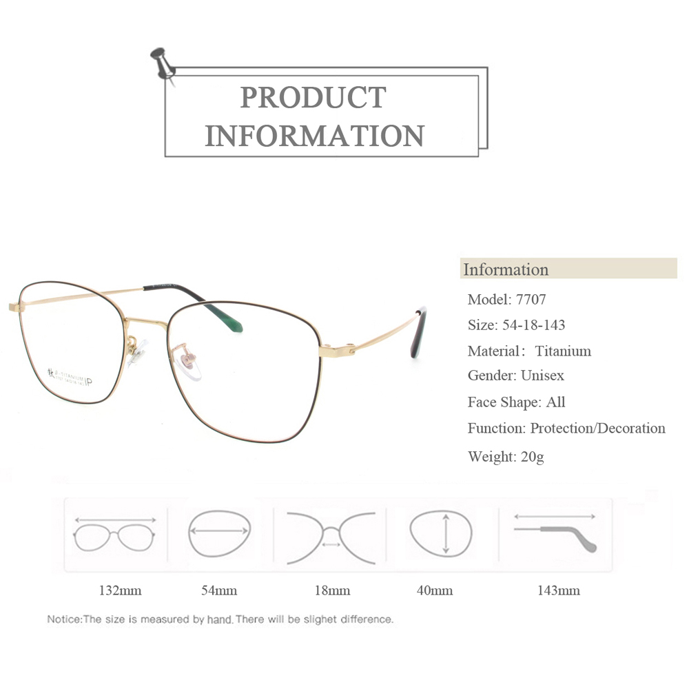 7707 2020 Trendy Oversize Titanium Optical Eyeglasses Frames