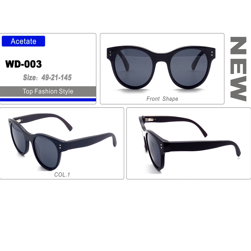 WD-002 Round Frame with Wood Temple fashion style AcetateSunglasses