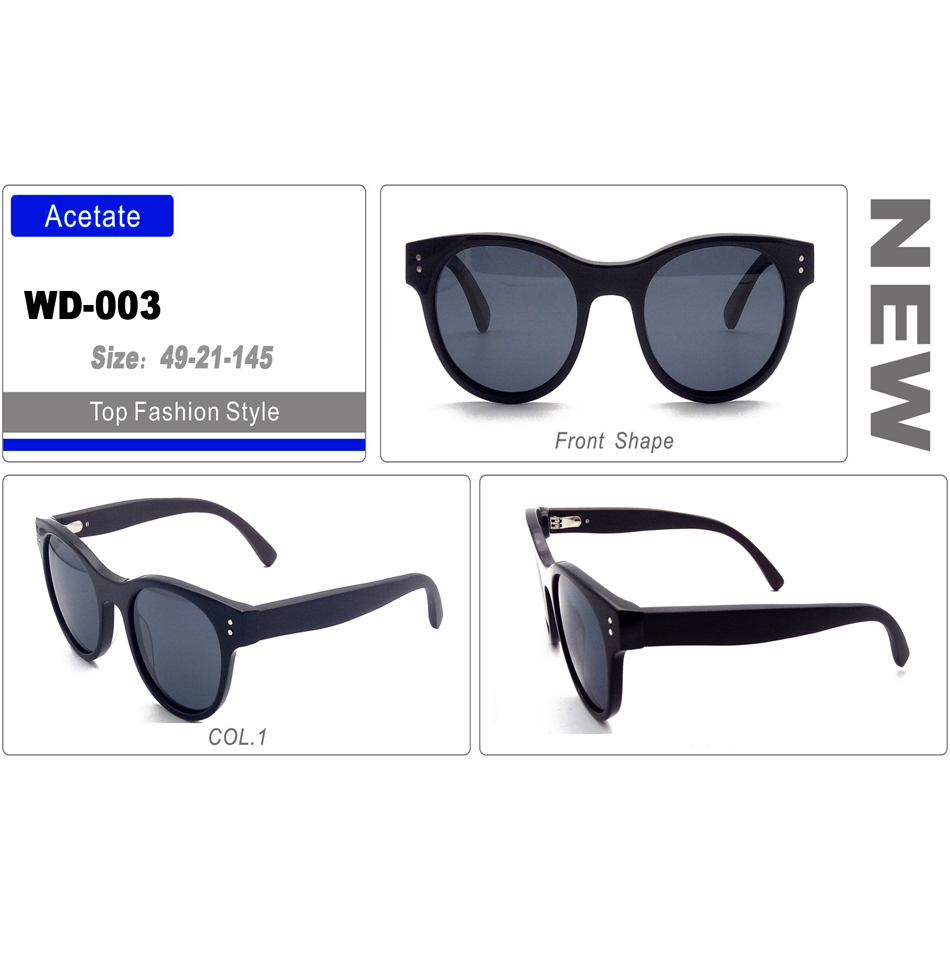 WD-003 Newest Fashionable style Round Frame retro Acetate Sunglasses