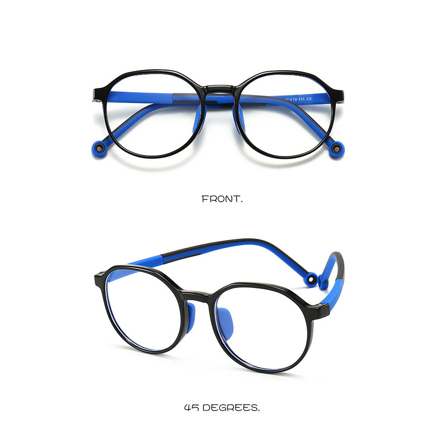 2023 Two Colors Children's Glasses TR90 Frame Glass Retro Round Style for Kids