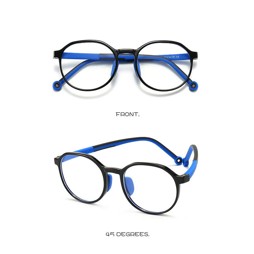 2231 Two Colors Children's Glasses TR90 Frame Glass Retro Round Style for Kids