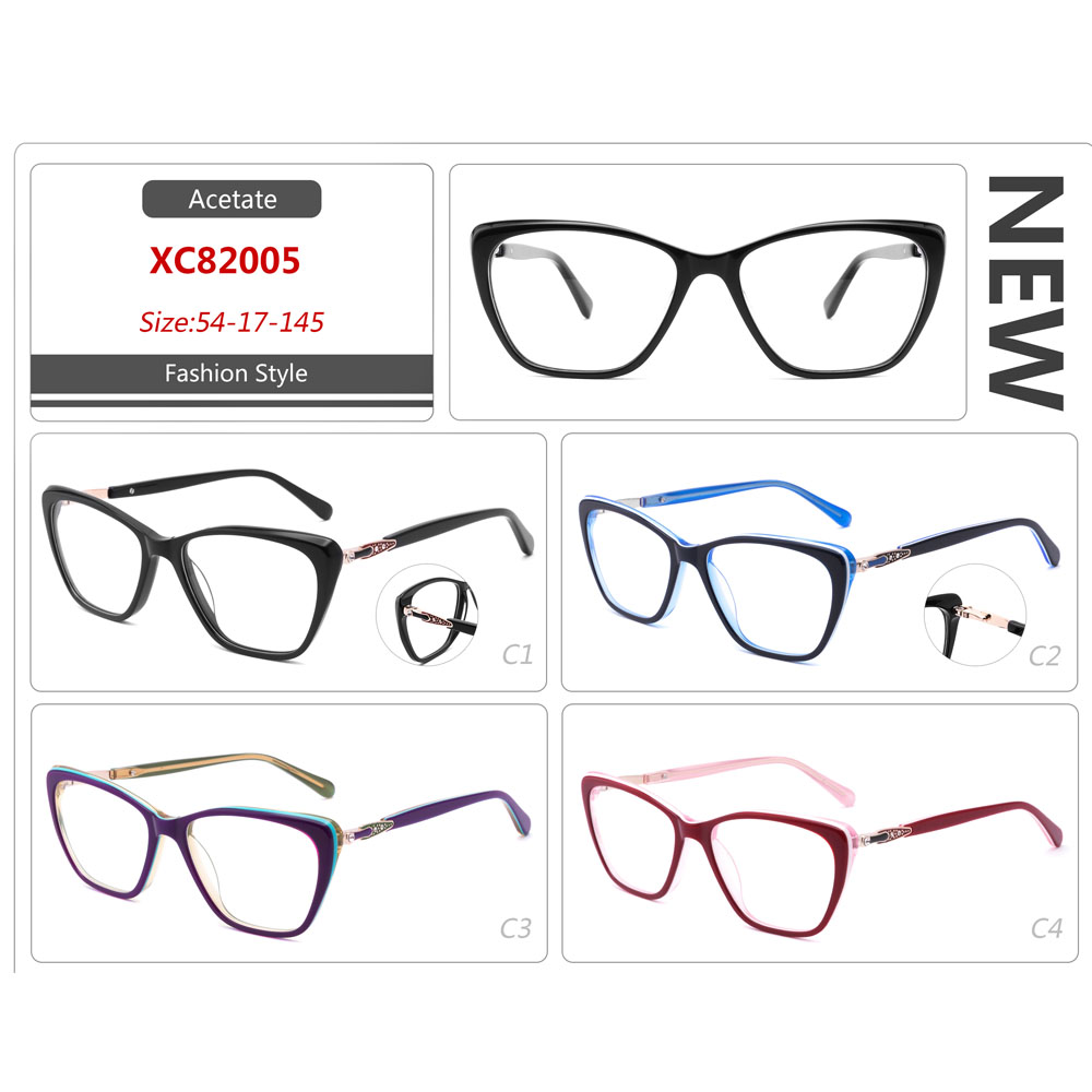 82005 Acetate Eyewear Glasses with Metal Decoration