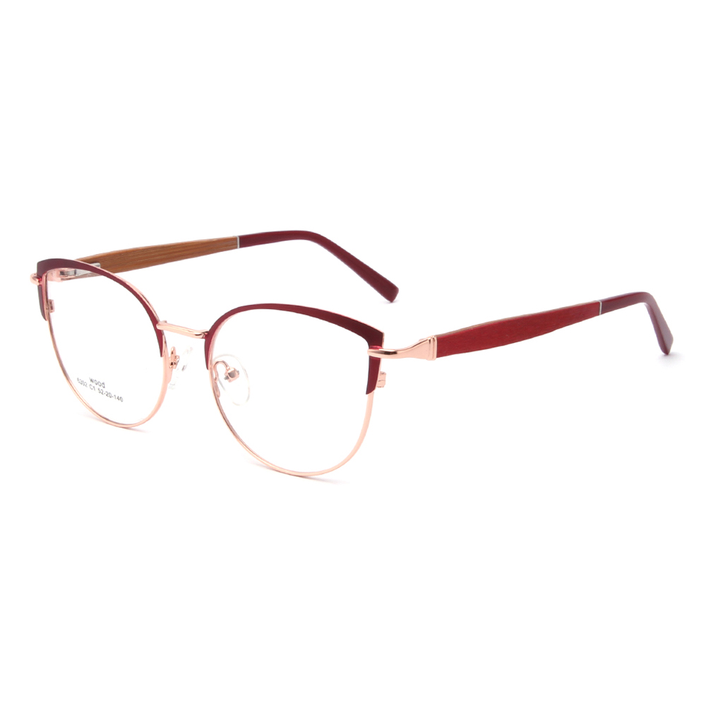 6302 Cat Eye Optical Frames With Wooden Temple