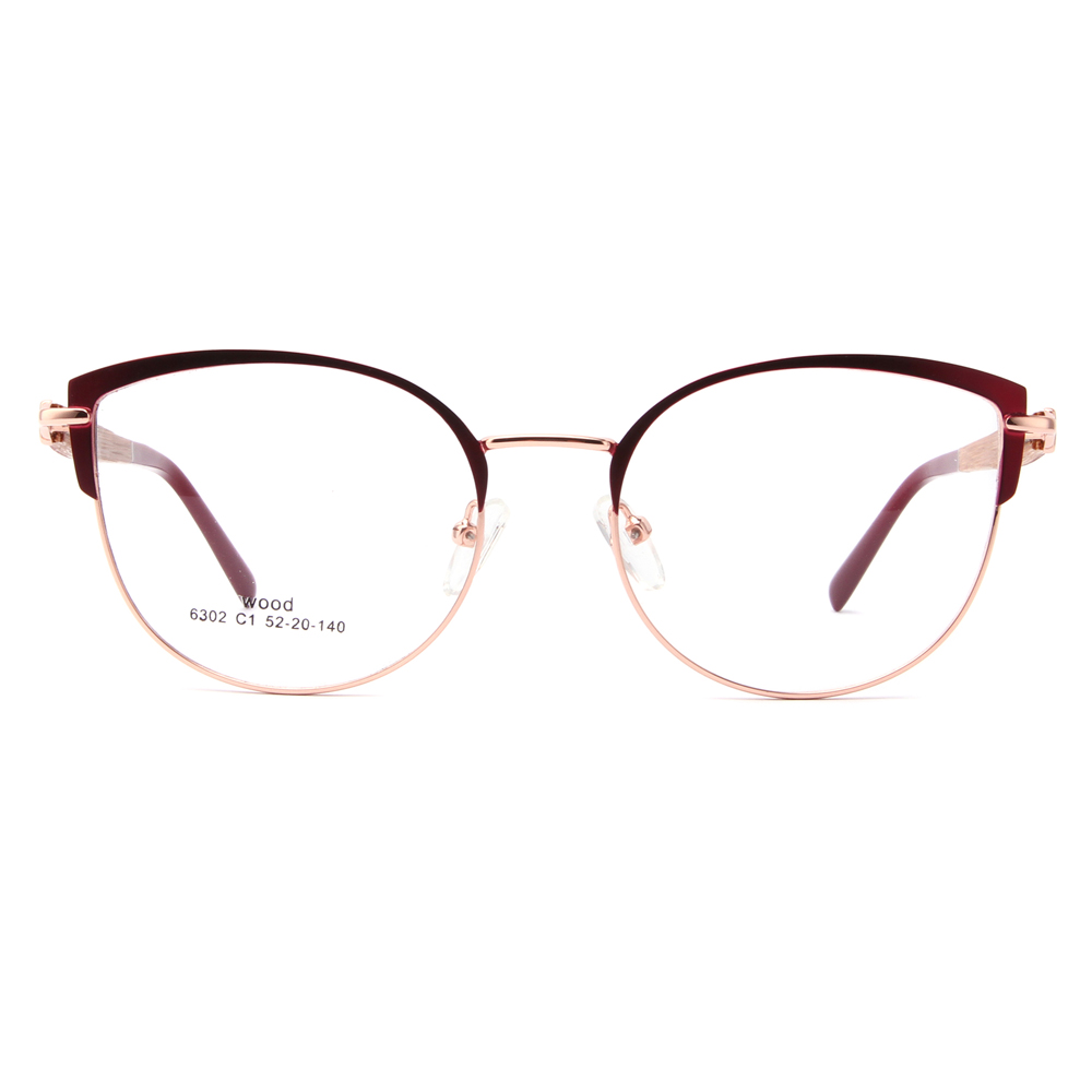 6302 Cat Eye Optical Frames With Wooden Temple