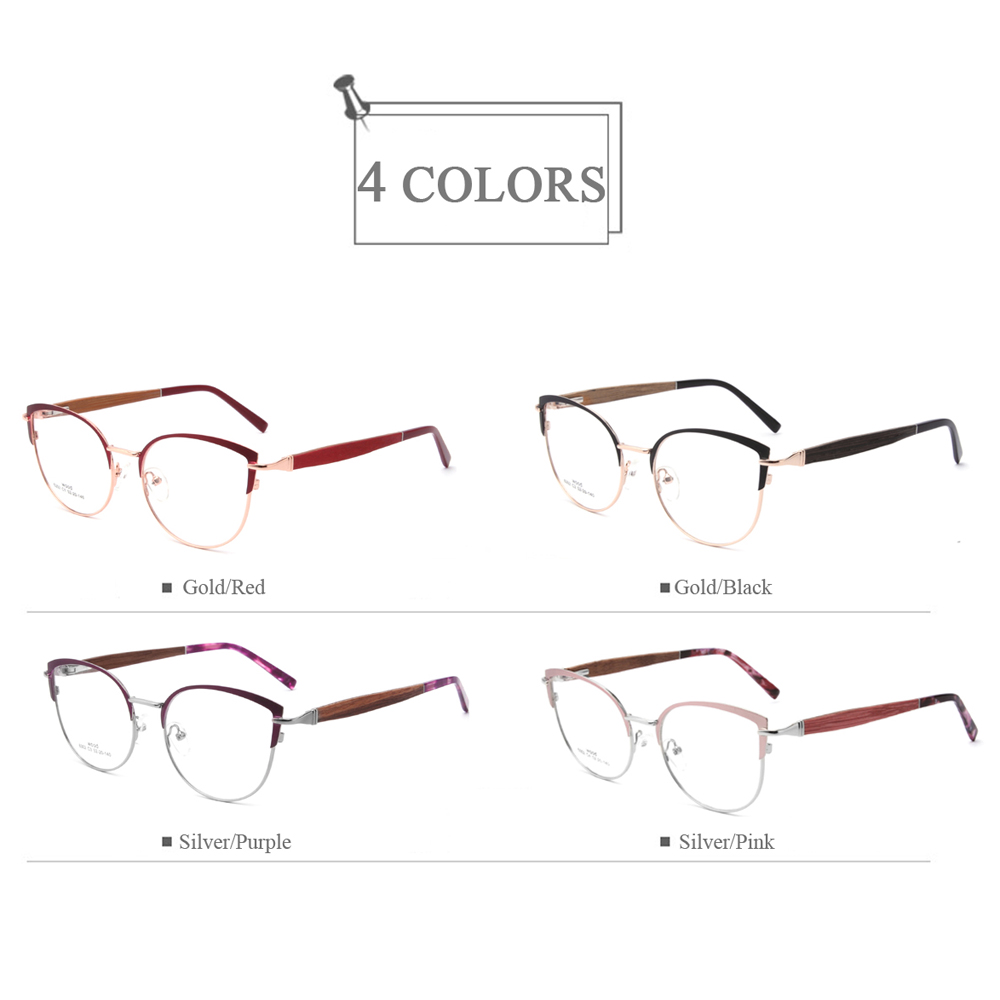 6302 Cat Eye Optical Frames With Wooden Temple