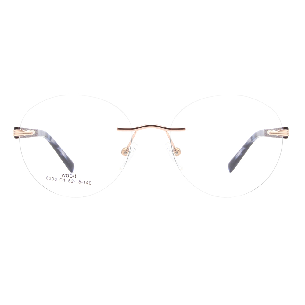 6308 Unisex Round Rimless Optical Eyewear Frames 