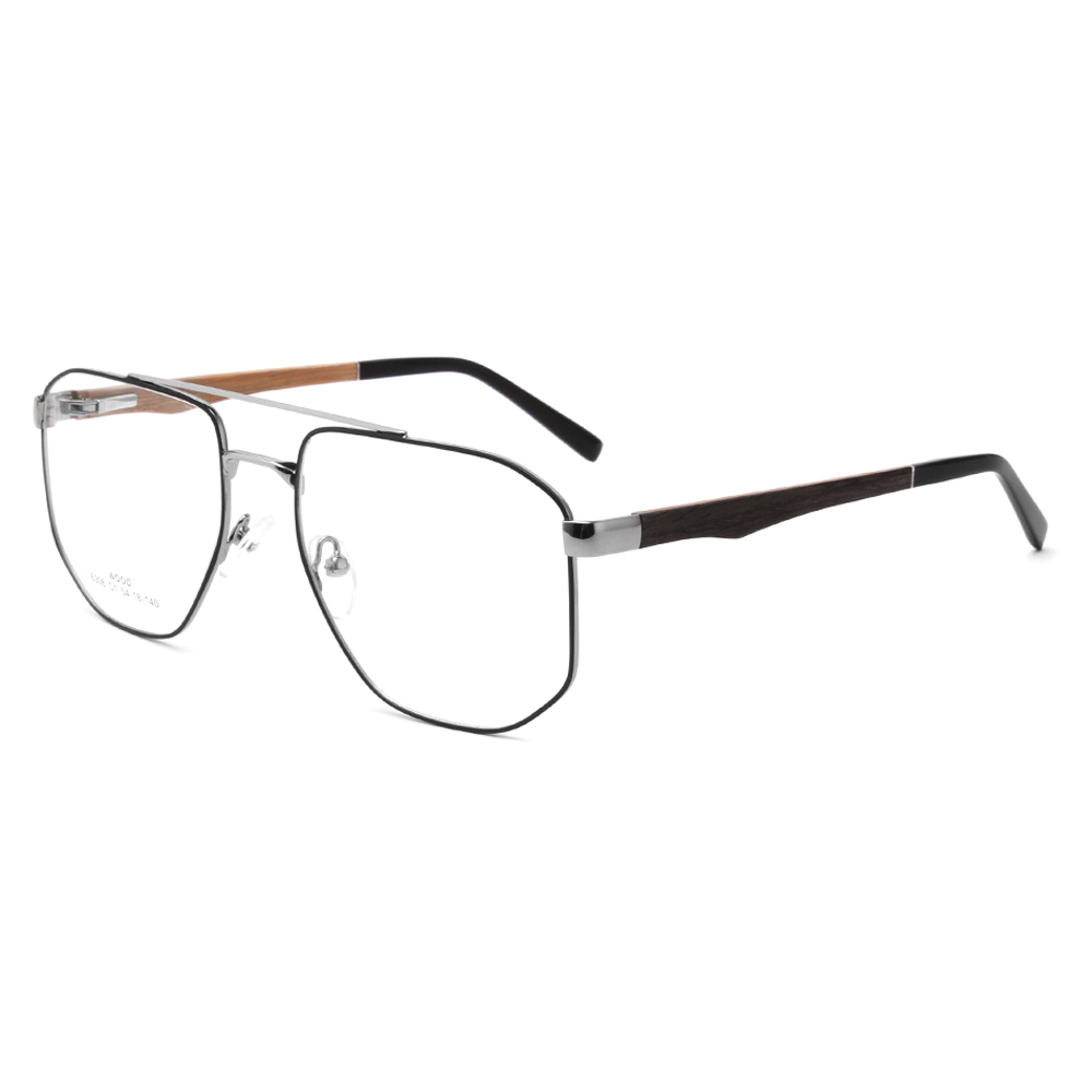 6306 Double Bridge Polygonal Metal Optical Frames For Men 