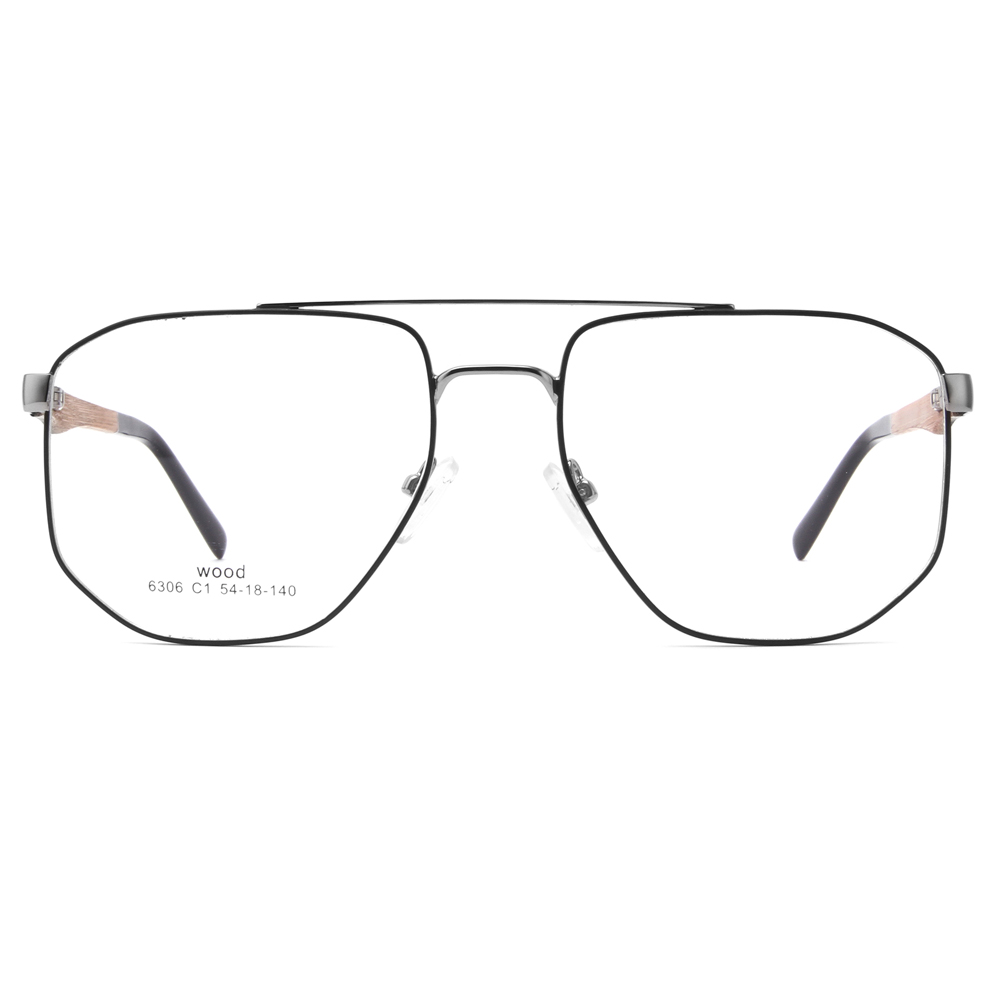 6306 Double Bridge Polygonal Metal Optical Frames For Men 