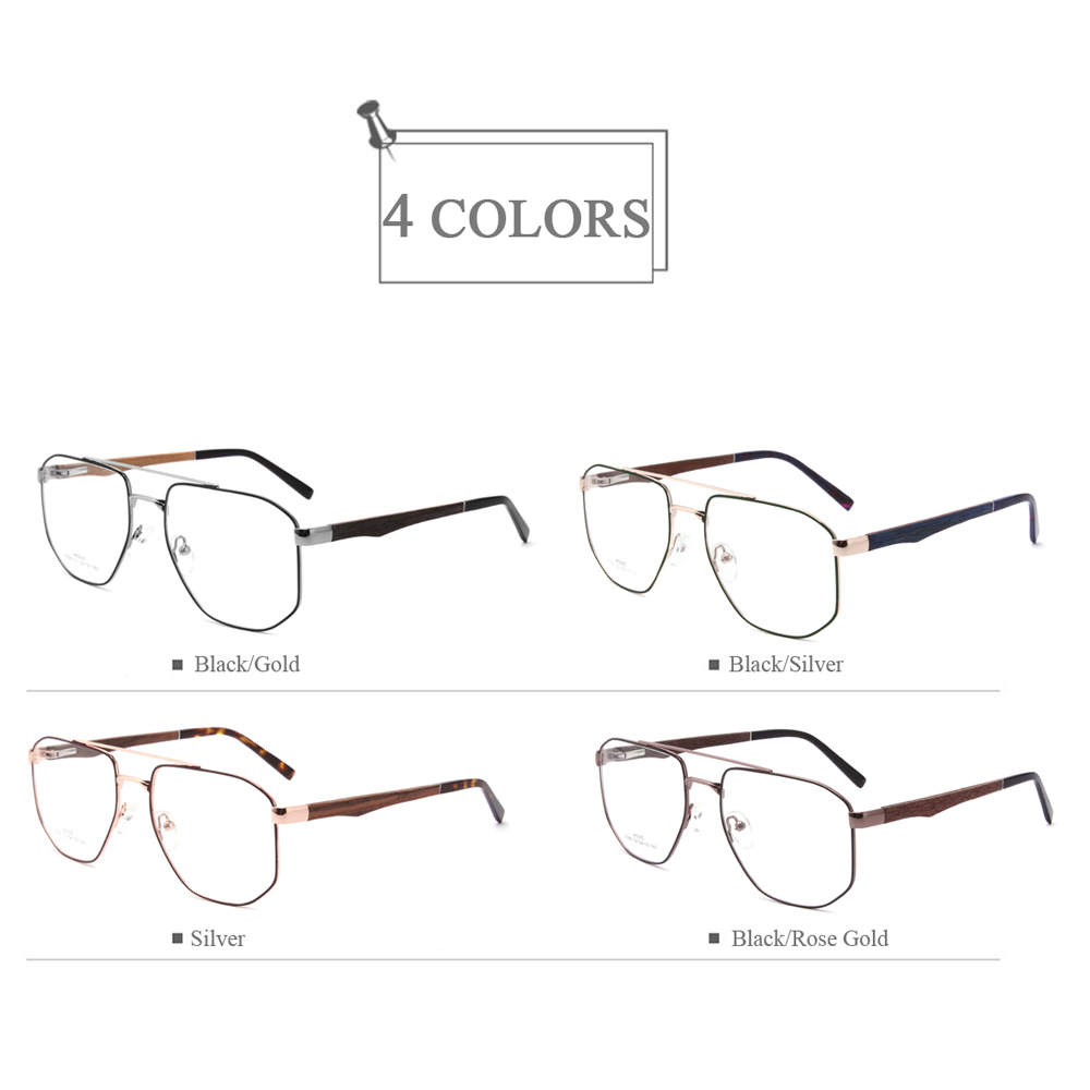 6306 Double Bridge Polygonal Metal Optical Frames For Men 