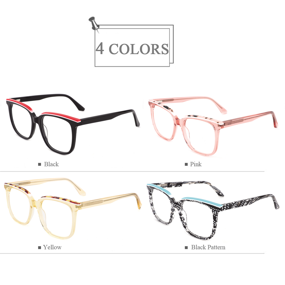 YC-21044 Large Size Square Acetate Optical Eyeglasses Frames 