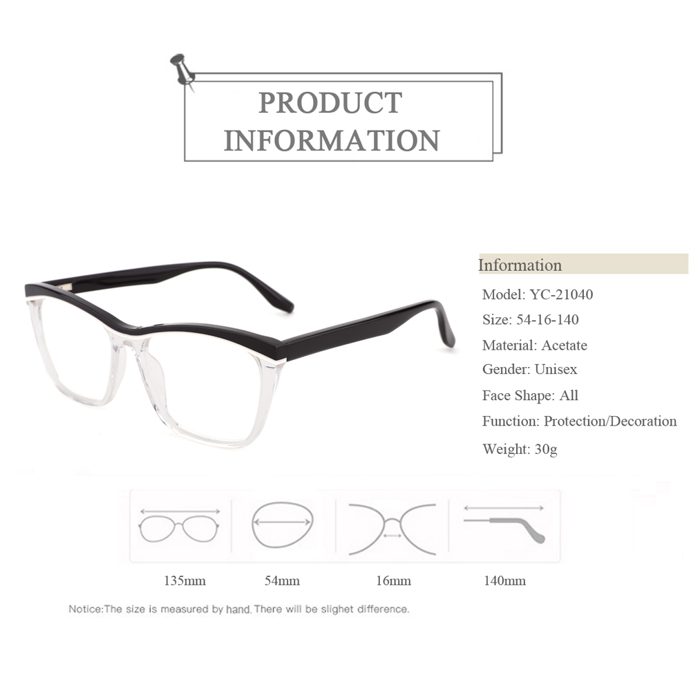 YC-21040  Acetate Square Customized Unisex Eyeglasses Frames 