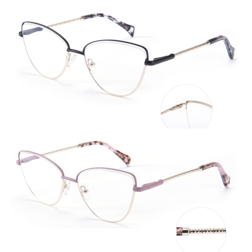 Women Cat Eye Tort Tips High End Metal Optical Frames Fashion