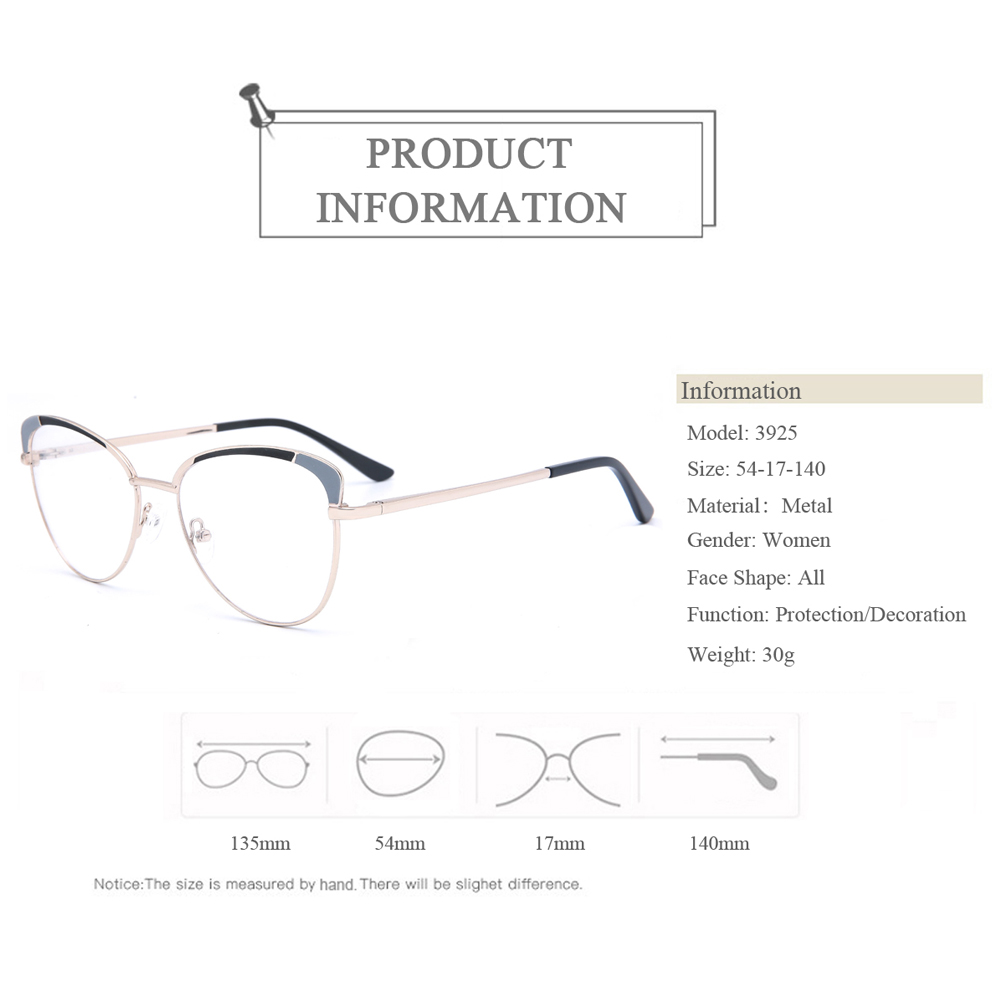 3925 Double Color Painting Cat Eye Optical Eyeglasses Frames For Women