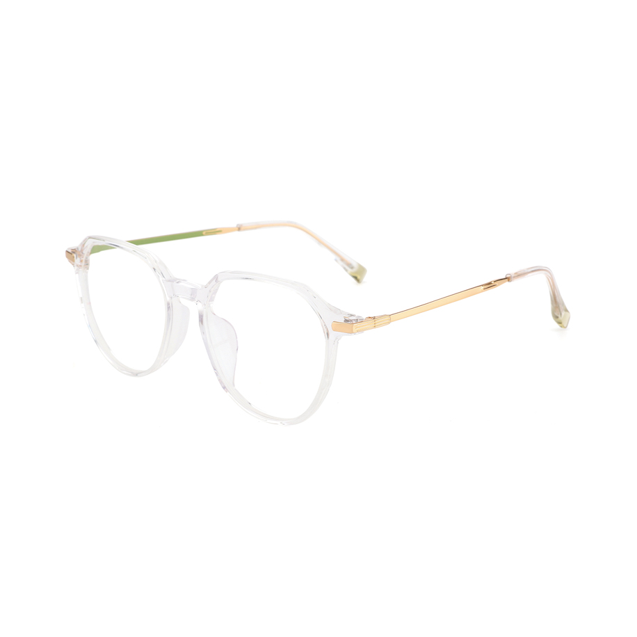 YC-14020 Classic Round Acetate Frame with Titanium Temple Glasses