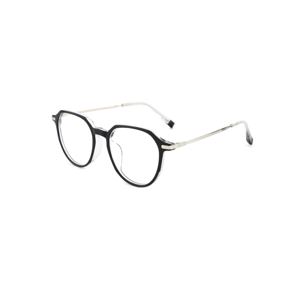 YC-14020 Classic Round Acetate Frame with Titanium Temple Glasses