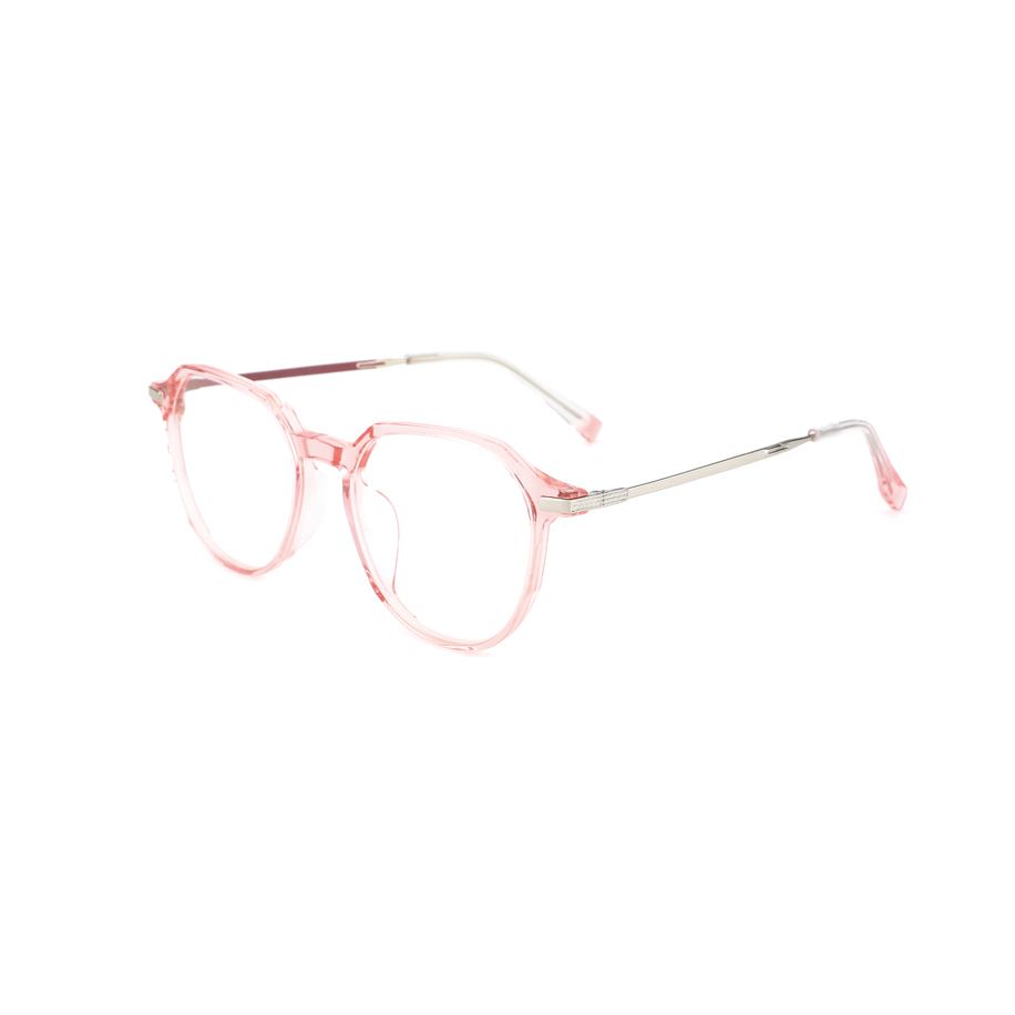 YC-14020 Classic Round Acetate Frame with Titanium Temple Glasses