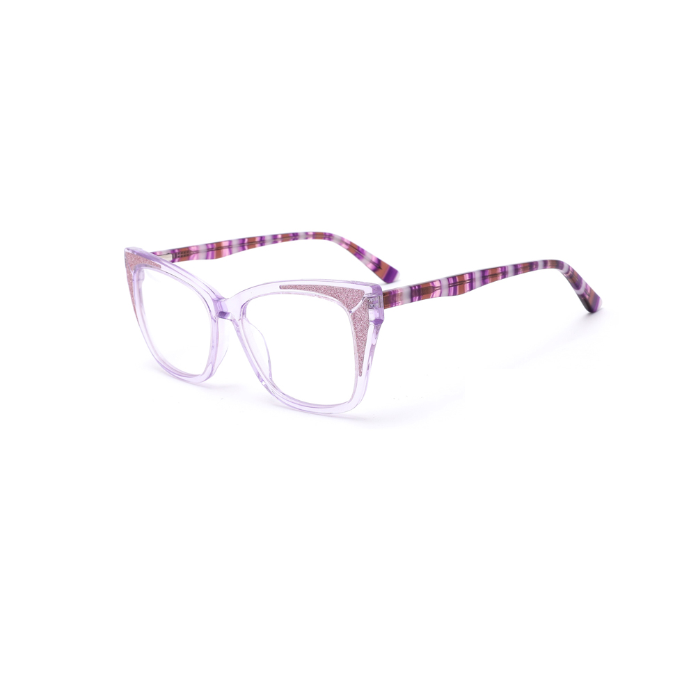 6885 Cat Eye Acetate Frame with Diamond Ornament ,Decorative pattern Temple Glasses