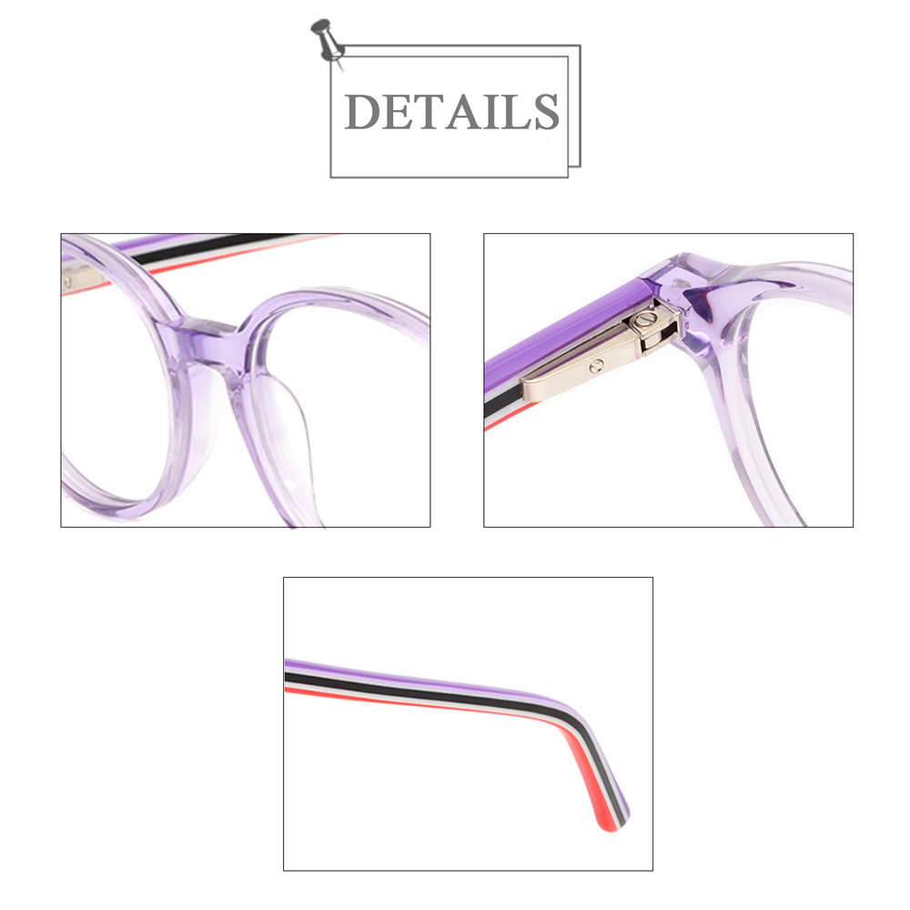 1072C Oval Transparent Jelly Color Stripe Acetate Kids Optical Eyeglasses Frames 