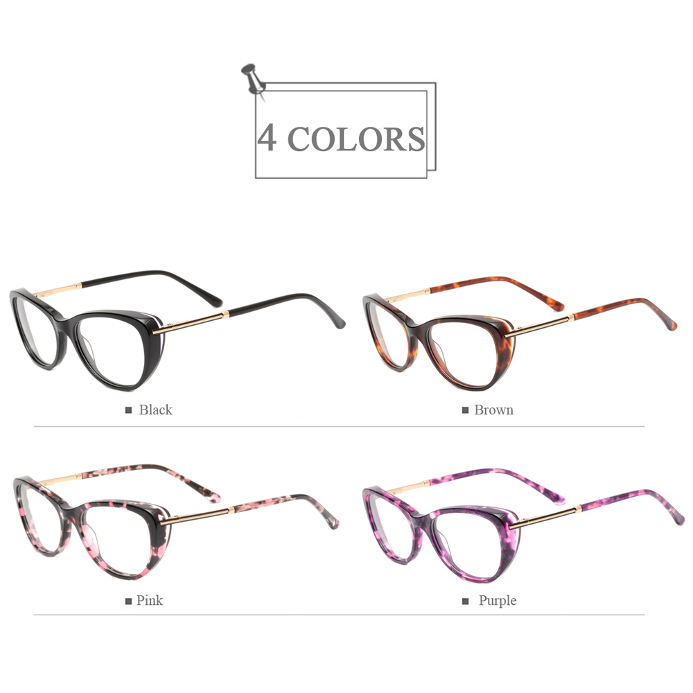 1008 Retro Punk Acetate Optical Eyeglasses Frames With Spring Hinge For Women 