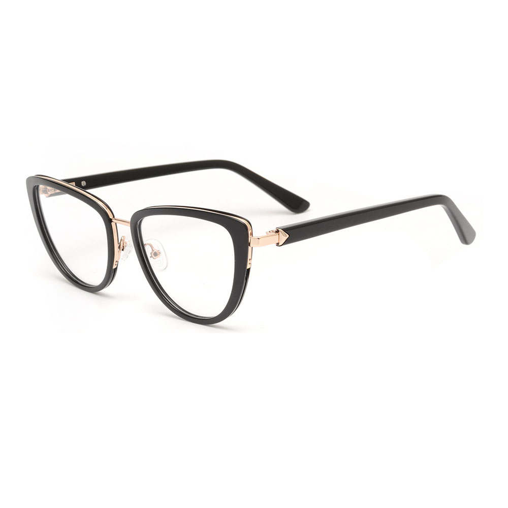 Cat Eye Acetate and Metal Decoration Combination High End Optical Frames