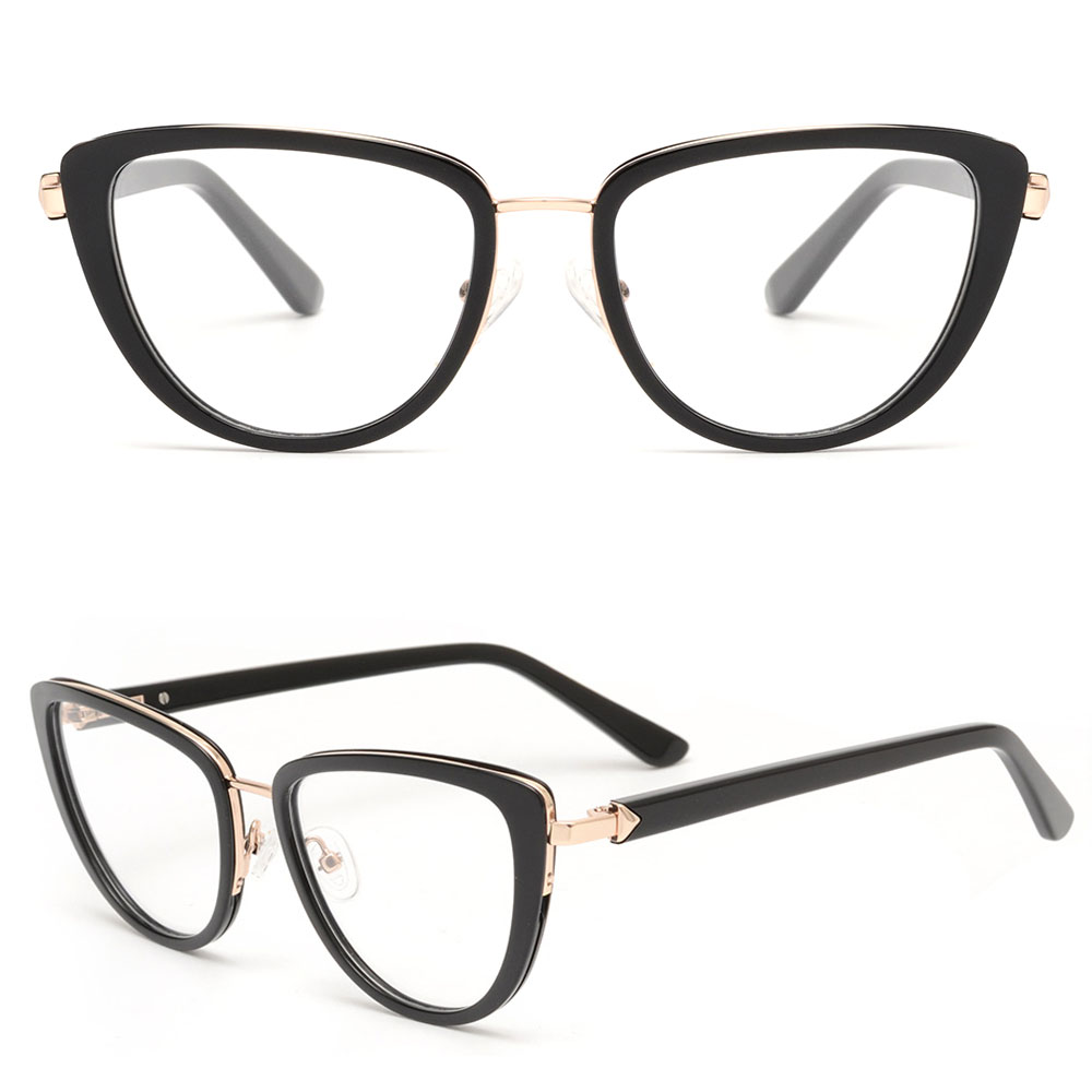 Cat Eye Acetate and Metal Decoration Combination High End Optical Frames