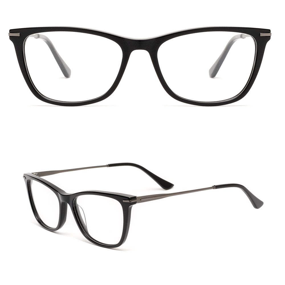 Classic acetate transparent color with metal temples optical glasses