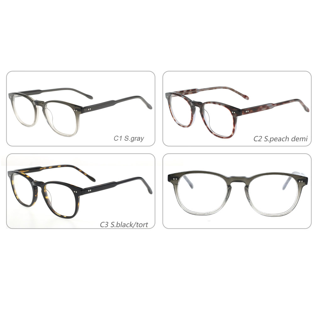 Customized Retro Round High Quality Demi Color Acetate Rivet Optical Frame