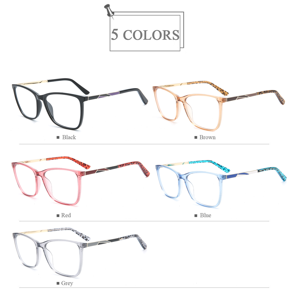 9102 Transparent Square TR90 Optical Glasses Frames With Color Painting Temple