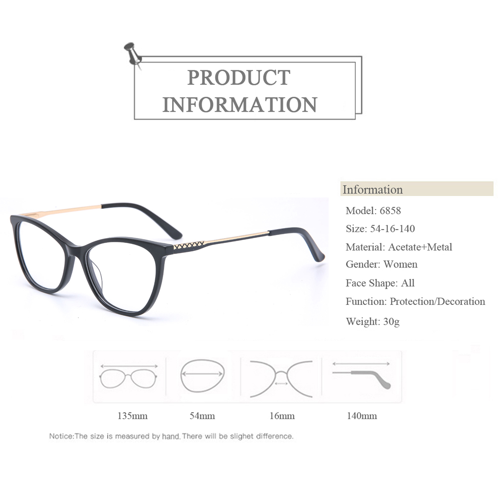 6858 Laminated Acetate Cat Eye Shape Optical Prescription Glasses Frames 