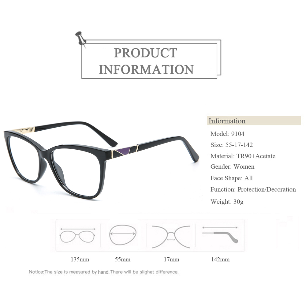 9104 High Quality Large Size Color Painting TR90 Optical Eyewear Frames 