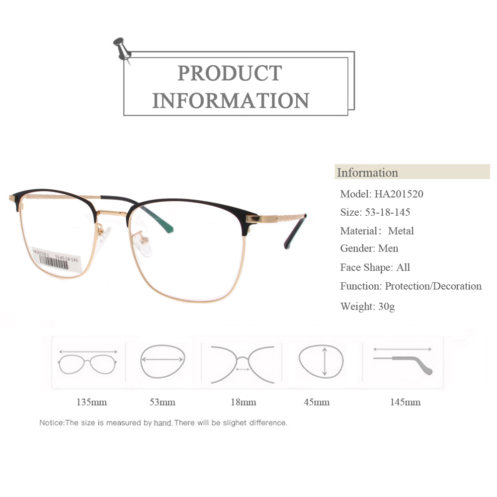 HA201520 Nonmagnetic Stainless Steel Optical Frames Glasses