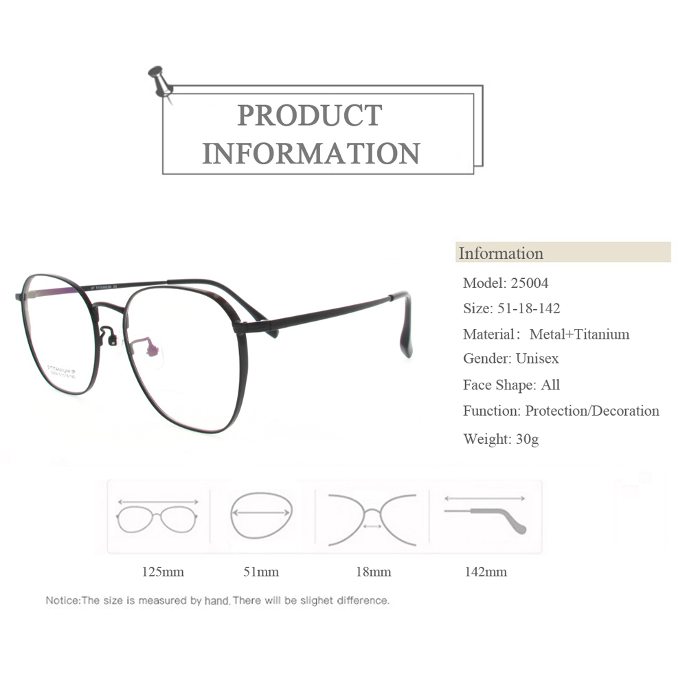 25004 Nonmagnetic Metal Optical Frames With Titanium Temple