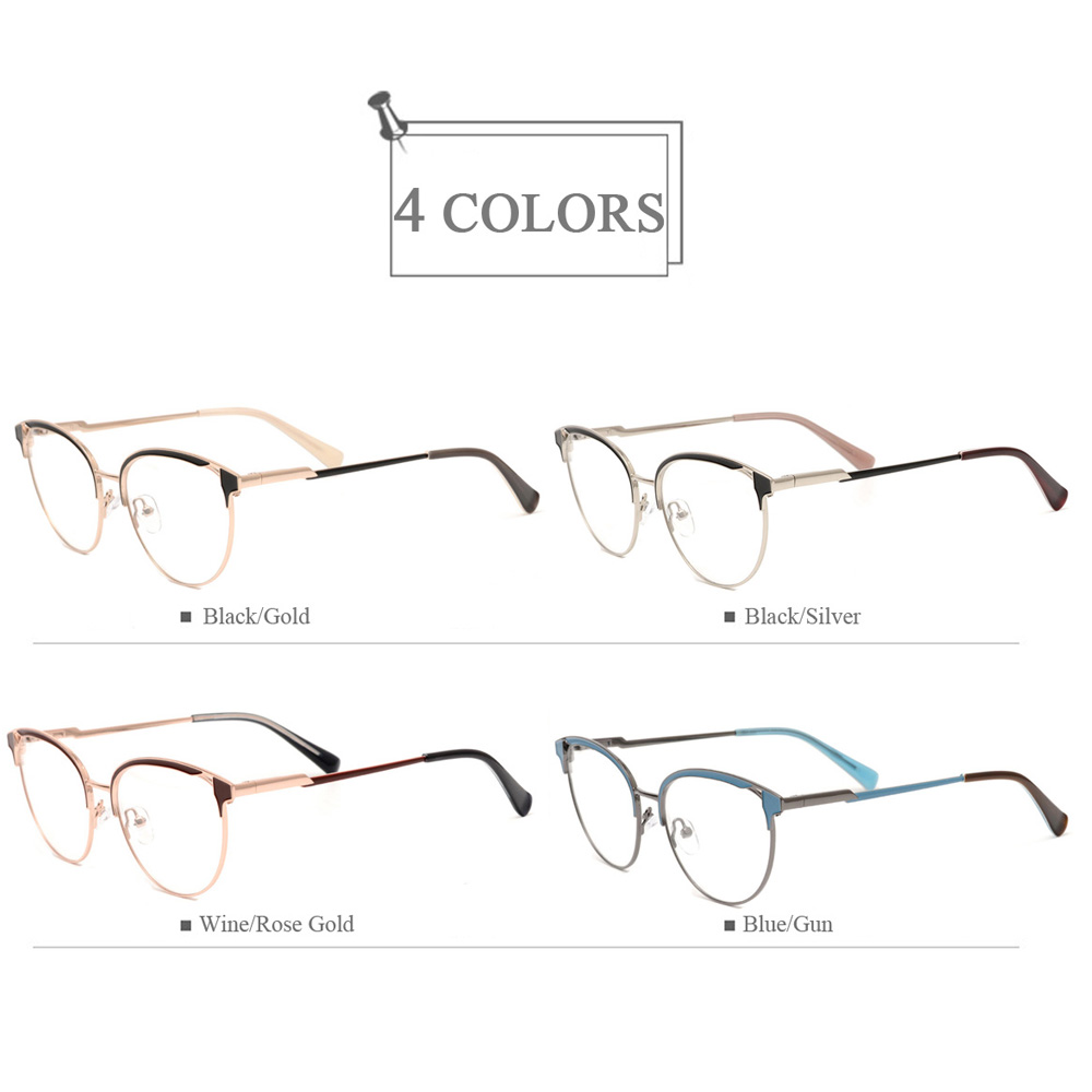 4134 Double Color Cat Eye Customized Stainless Steel Optical Eyeglasses Frames