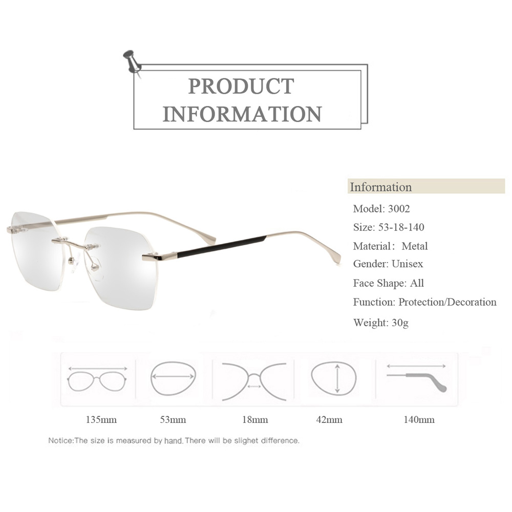 3002 Square Rimless Men Eyewear