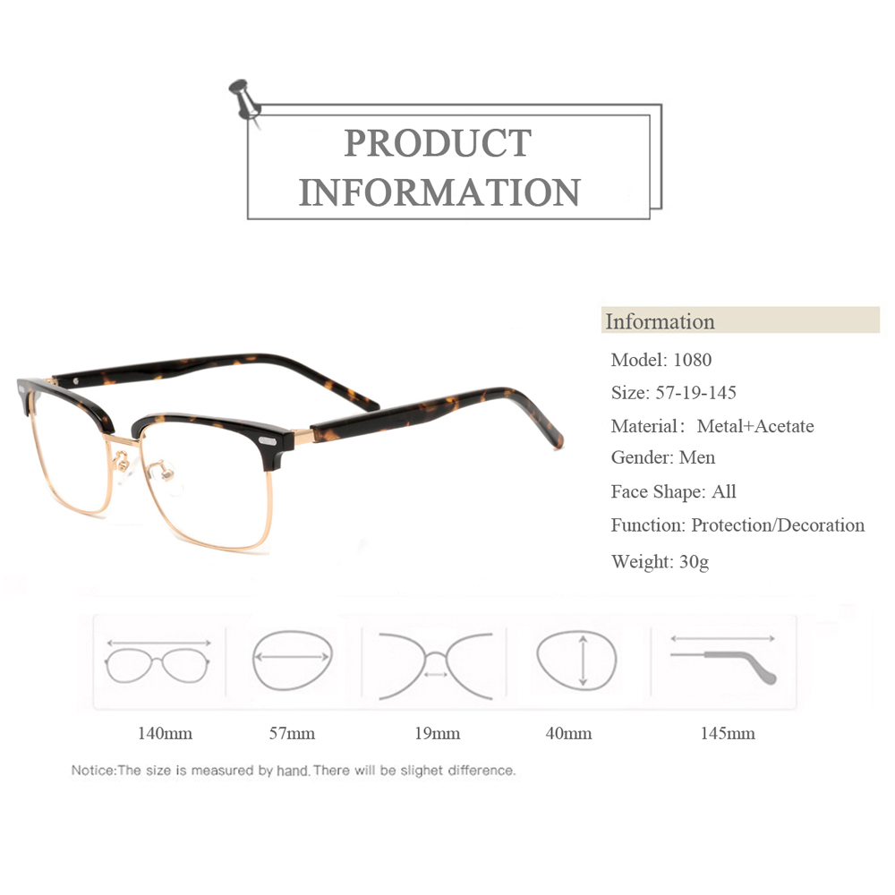 1080 Classical Design Memory Metal Optical Frames Glasses
