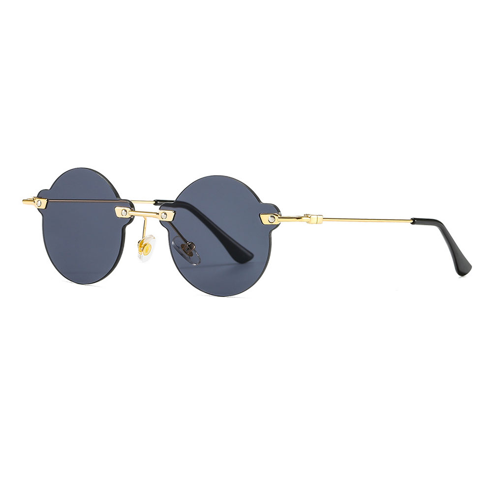 Kids Retro Round Fashion  Rimless Metal Sunglasses