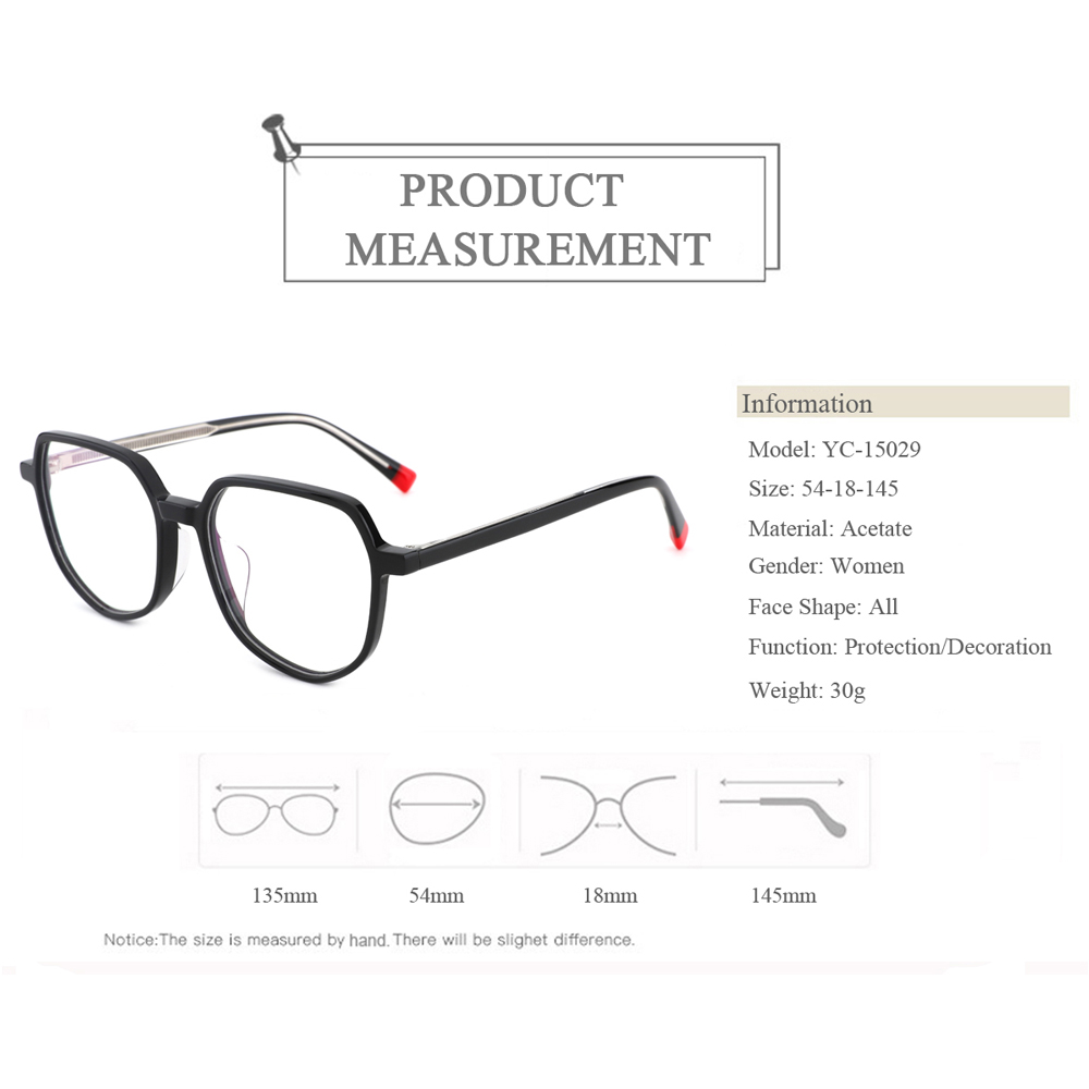 YC-15029 Multilateral Transparent Laminated Acetate Women Optical Frames Glasses