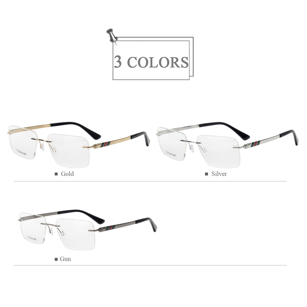 5014 Square Rimless Titanium Optical Frames Glasses For Men